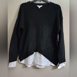 Time and Tru Black Sweater with White Layer
